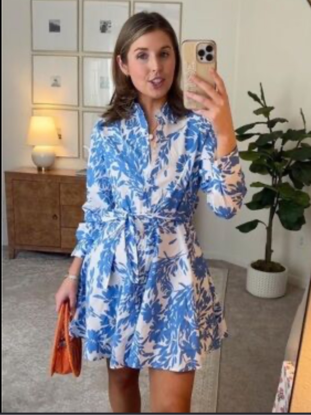 A New Day Blue Floral Button-Up Shirt Dress
